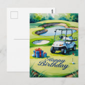 Golf Verjaardag met golfkar voor golfer Briefkaart (Voorkant / Achterkant)