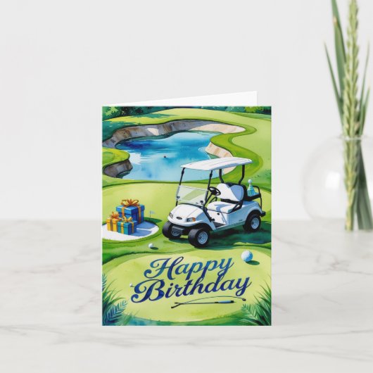 Golf Verjaardag met golfkar voor golfer Kaart (Voorkant)