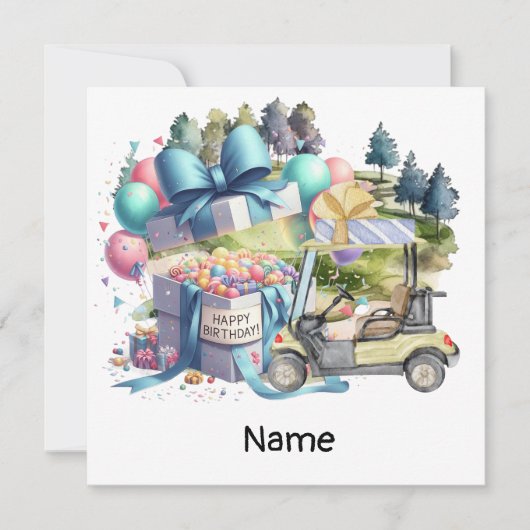 Golf Verjaardag met golfkar voor golfer Kaart (Voorkant)