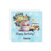 Golf Verjaardag met golfkar voor golfer Kaart (Voorkant / Achterkant in situ)