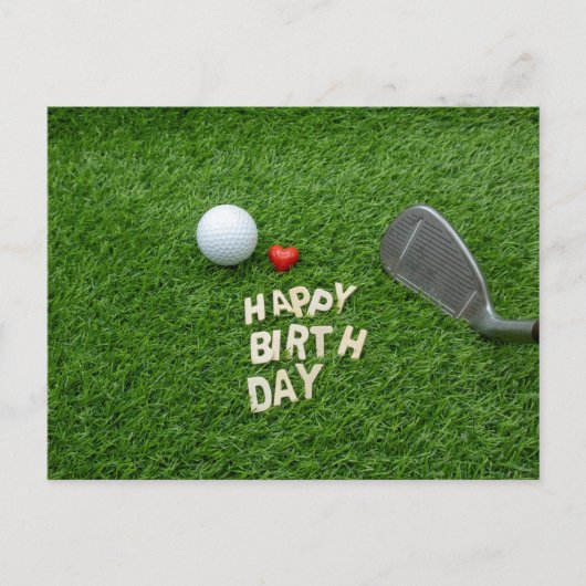Golf verjaardag met liefde en golfbal & Zand wedge Briefkaart (Voorkant)