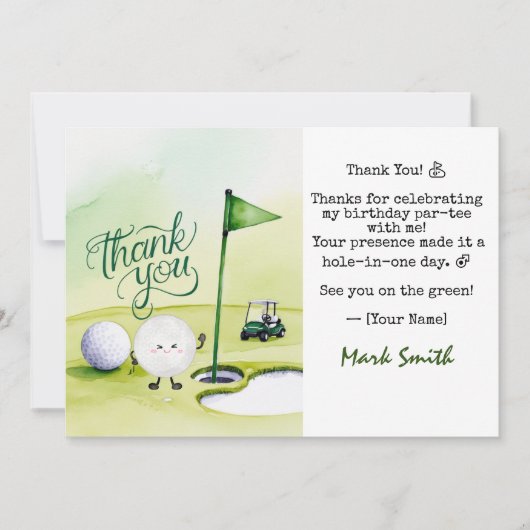 Golf Verjaardag Par t-shirt party Bedankkaart (Voorkant)