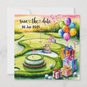 Golf Verjaardag Party decoratie op de baan Save The Date