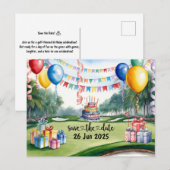 Golf Verjaardag Party decoratie op de baan Uitnodiging Briefkaart (Voorkant / Achterkant)