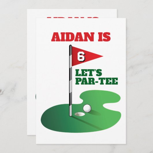 Golf Verjaardag Party Design Kaart (Voorkant / Achterkant)