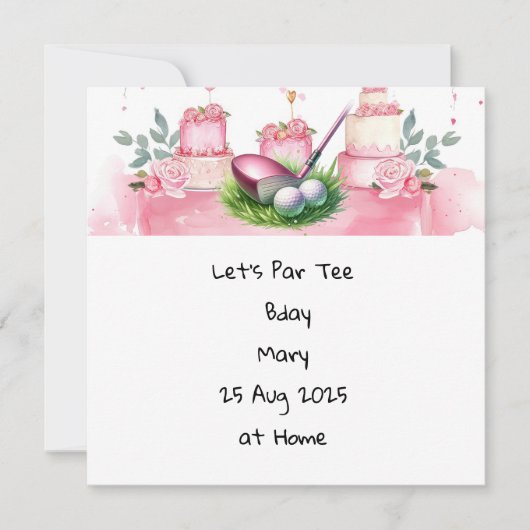 Golf Verjaardag Roze thema voor Lady Golfer Kaart (Voorkant)