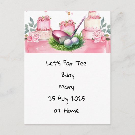 Golf-verjaardag Roze thema voor ladygolfer Briefkaart (Voorkant)