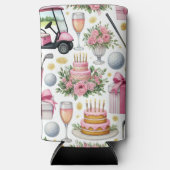 Golf Verjaardag Roze thema voor Vrouw Golfer Seltzer Blikjeskoeler (Voorkant)