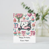 GOLF Verjaardag ROZE thema voor vrouwelijke golfer Briefkaart (Staand voorkant)