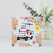 Golf Verjaardag Thema met golfkar voor Golfer Kaart (Staand voorkant)