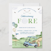 Golf Verjaardag uitnodiging, 4e Golf Verjaardag Pa Kaart (Voorkant)