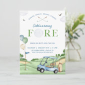 Golf Verjaardag uitnodiging, 4e Golf Verjaardag Pa Kaart (Staand voorkant)