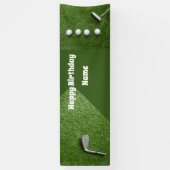 Golf-verjaardagsbanner met golfballen op groen spandoek (Verticaal)