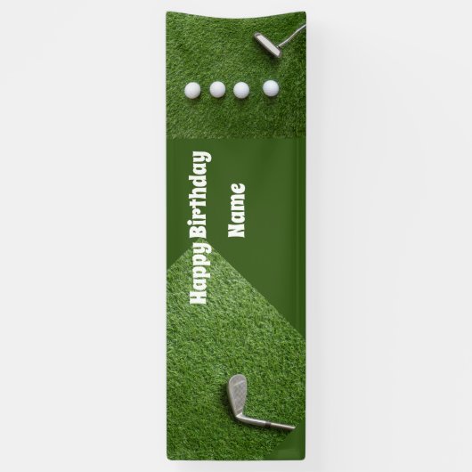 Golf-verjaardagsbanner met golfballen op groen spandoek (Verticaal)