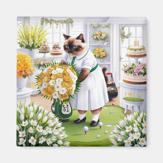 Golf verjaardagscadeaus voor Cat Lover Golfer Magneet (Voorkant)