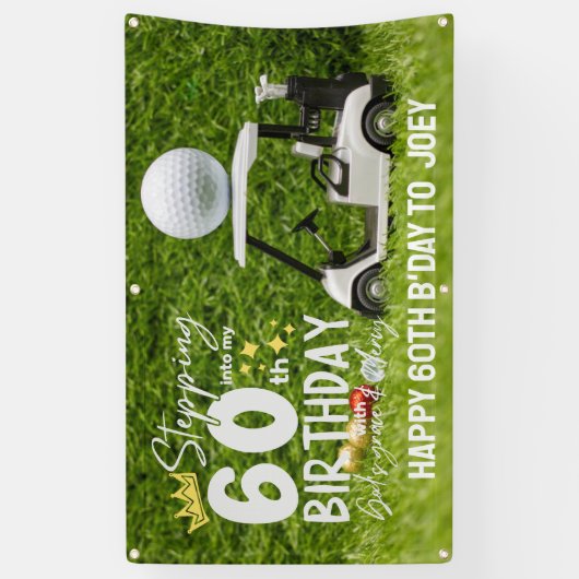 Golf Verjaardagsfeest naar golfer met golfbal Spandoek (Verticaal)