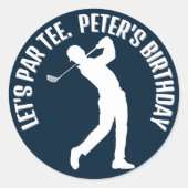 Golf verjaardagsfeest ronde sticker (Voorkant)