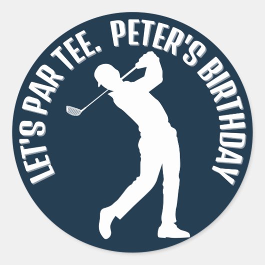 Golf verjaardagsfeest ronde sticker (Voorkant)