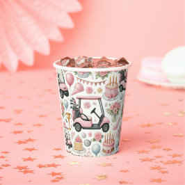 Golf Verjaardagsfeest Roze Thema voor Meisje Vrouw Papieren Bekers