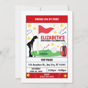 Golf Verjaardagsfeest Uitnodiging (Vrouwen)