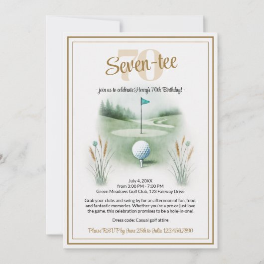 Golf Verjaardagsfeest Uitnodigingen voor 70th (Voorkant)