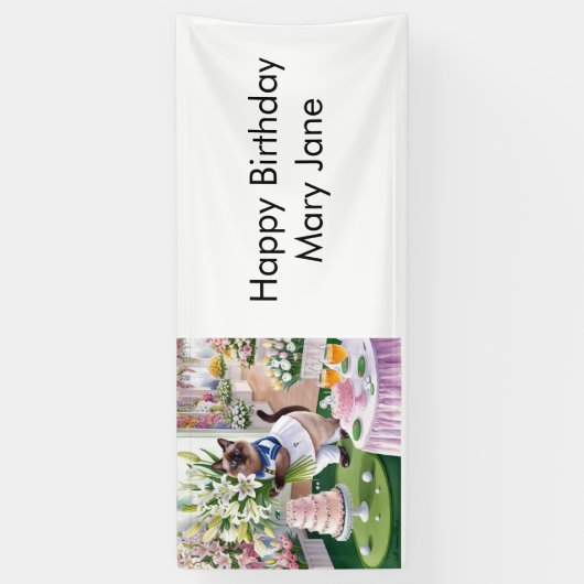 Golf verjaardagsfeest voor Cat Lover Golfer Spandoek (Verticaal)