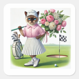 Golf verjaardagsfeest voor Cat Lover Golfer Vierkante Sticker