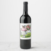 Golf verjaardagsfeest voor Cat Lover Golfer Wijn Etiket (Voorkant)