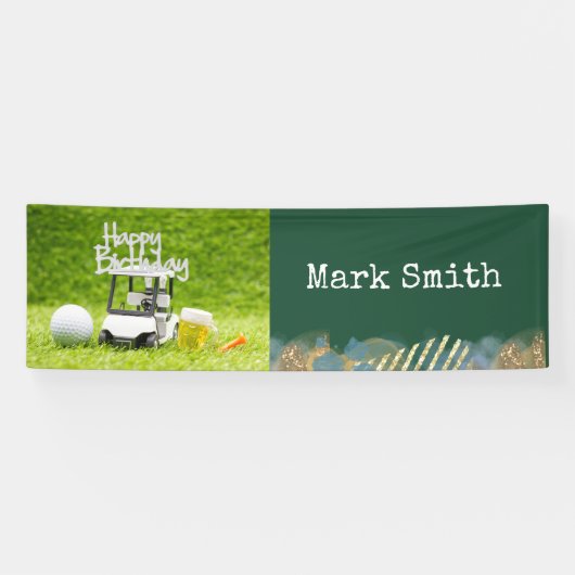 Golf verjaardagsfeest voor golfer spandoek (Horizontaal)