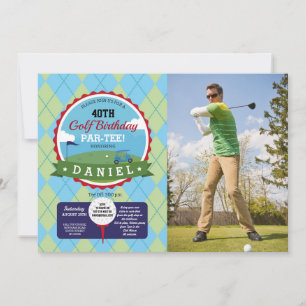 Golf verjaardagsfeestje elke leeftijd golf foto kaart