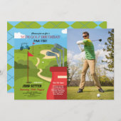 Golf verjaardagsfeestje elke leeftijd golfen foto kaart (Voorkant / Achterkant)