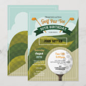 Golf verjaardagsfeestje elke leeftijd golfen uitno kaart (Voorkant / Achterkant)