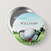 Golf verjaardagsfeestje i golfer ronde button 7,6 cm (Voorkant /achterkant)