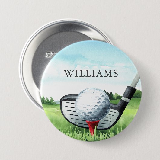 Golf verjaardagsfeestje i golfer ronde button 7,6 cm (Voorkant /achterkant)
