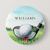 Golf verjaardagsfeestje i golfer ronde button 7,6 cm (Voorkant)