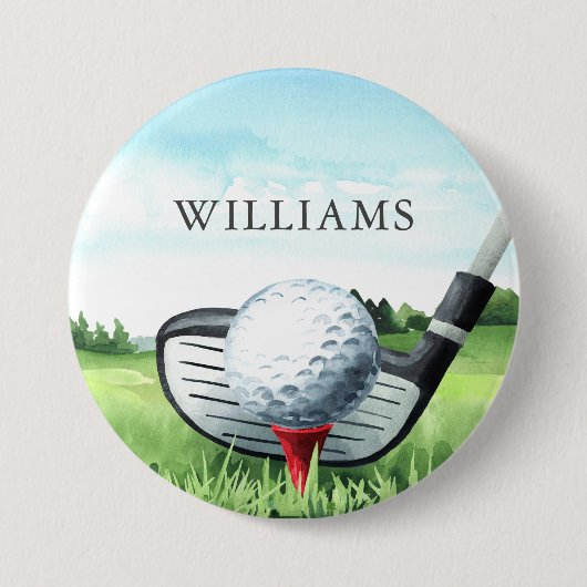 Golf verjaardagsfeestje i golfer ronde button 7,6 cm (Voorkant)