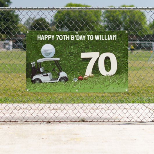 Golf Verjaardagsfeestje naar golfer met kar en bal Spandoek (Insitu)