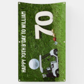 Golf Verjaardagsfeestje naar golfer met kar en bal Spandoek (Verticaal)