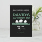 Golf verjaardagsfeestje uitnodiging voor hem (Staand voorkant)