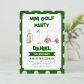 Golf verjaardagsfeestuitnodiging elke leeftijd kaart (Staand voorkant)