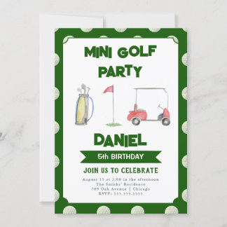 Golf verjaardagsfeestuitnodiging elke leeftijd kaart