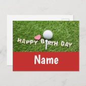 Golf-verjaardagskaart met golfbal en t-shirt op gr briefkaart (Voorkant / Achterkant)