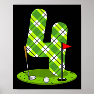Golf verjaardagsshirt voor kinderen 4e verjaardags poster