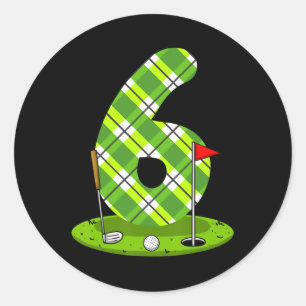 Golf verjaardagsshirt voor kinderen 6e verjaardags ronde sticker