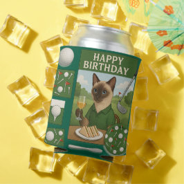 Golf verjaardagsthema voor kattenliefhebbers blikjeskoeler