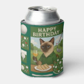 Golf verjaardagsthema voor kattenliefhebbers blikjeskoeler (Blikje Voorkant)