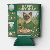 Golf verjaardagsthema voor kattenliefhebbers blikjeskoeler (Voorkant)