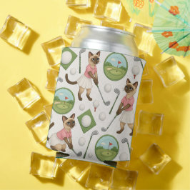 Golf verjaardagsthema voor kattenliefhebbers blikjeskoeler