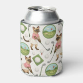 Golf verjaardagsthema voor kattenliefhebbers blikjeskoeler (Blikje Voorkant)