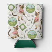 Golf verjaardagsthema voor kattenliefhebbers blikjeskoeler (Voorkant)